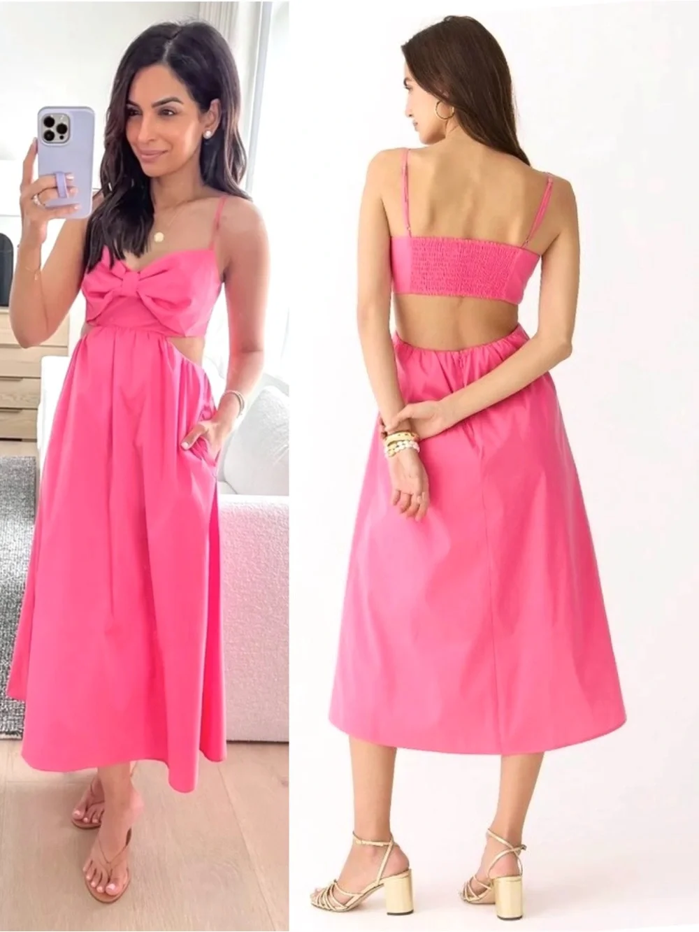 J CREW COLLECTION Bow Bodice Cutout Smocked Back Coquette Princesscore Dress 14